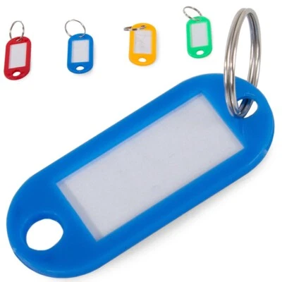 Key Ring Tags Set of 10 Multicolour With Plastic Tag Red Blue Yellow Green - Image 1 of 3