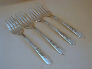 4 Nobility Silver Plate Royal Rose Salad Forks, Excellent Cond, 6-1/4 inch, 1939 - Picture 1 of 7