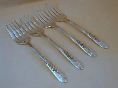 4 tenedores de ensalada Nobility Silver Plate Royal Rose, excelente estado, 6-1/4 pulgadas, 1939 Foto 1 de 4