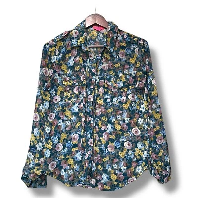 Blusa Monsoon Fusion Floral Abotonada EE. UU. 10 Cottagecore Romántica Primavera Top Foto 1 de 4