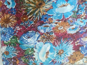 3.50 YDS X 62"..VTG 60s 70s..FLORAL..POLYESTER..FABRIC - Picture 1 of 2