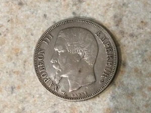 1857 A FRANCE 1 FRANC SILVER COIN NAPOLEON - Picture 1 of 2