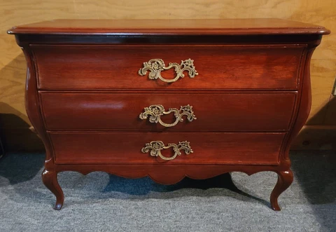 ANTIQUE EARLY 1900's LOUIS XV STYLE BOMBE MARQUETRY CHEST OF DRAWERS Cover