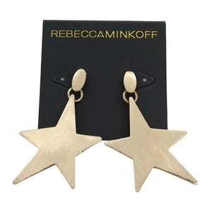 Rebecca Minkoff Gold Star Girl Drama Drop Earrings $58 Tags #RM310 - Picture 1 of 3