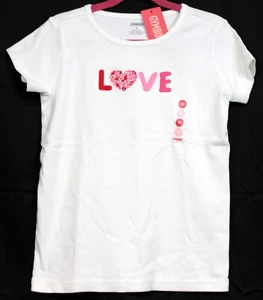 2009 Gymboree Valentine's Day Shirt sz 9  White Short Sleeve Heart Love Winter - Picture 1 of 3