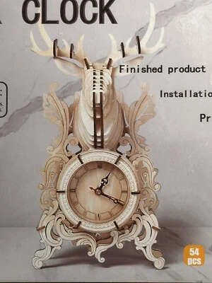 NEW 3D DIY Wood Puzzle Deer Clock, 3D Wooden Educational Mechanical, Home Décor - Image 1 of 4