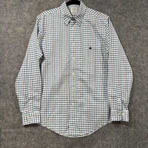 Men's Brooks Brothers 1818 Button Down Dress Shirt Size Medium Blue Green Logo - Picture 1 of 10