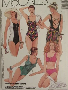 Lovely OOP McCALLS 7129 Misses 1 & 2 Piece Swimsuits & Pareo PATTERN 14 & 16 UC - Picture 1 of 3