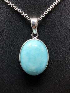 Turquoise Silver Plated Pendant w/ Chain handcrafted Quality Healing Reiki P27 - Picture 1 of 8