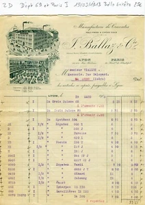 Dépt 69 - Lyon 100 Rue Boileau - Belle Entête Manufacture de Cravates de 1913 - Foto 1 di 1