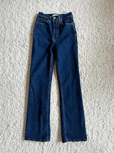 Re/Done 90's High Rise Loose Jeans Dark Rinse Cotton Blend Size 25 - Picture 1 of 4