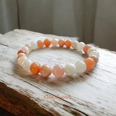 Peach Aventurine Bracelet Natural Stones 8mm Stretches Unisex Healing... - Image 1 of 4