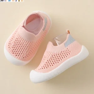 Spring Summer Toddler Shoes Breathable Knitted Kids Sneakers Boys Slip-On Tennis - Picture 1 of 11