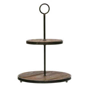 Wood and Metal 2-Tier Tray - Picture 1 of 3