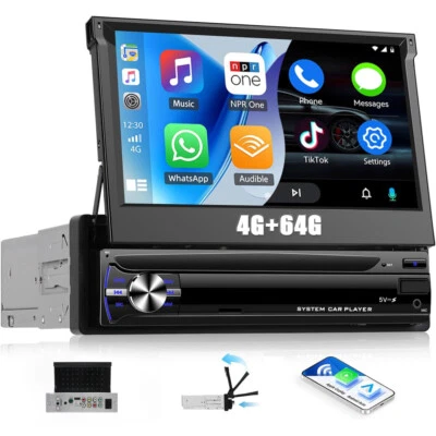 Android 15 Autoradio mit 7" Flip-out Bildschirm BT Carplay GPS Navi 1Din 4+64GB - Bild 1 von 4