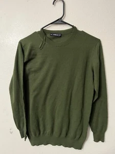 Zara Knit Women's Crew Neck Sweater Size Small Green Pullover Cotton - Picture 1 of 5