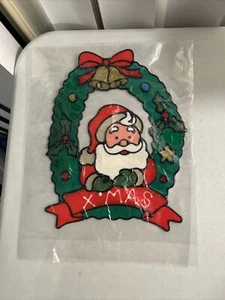 Vintage Hallmark Weihnachtsfenster Kleben Dekoration Gel 1983 neuwertig 12"" Weihnachtsmann - Bild 1 von 2
