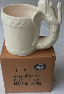 Praying Angel Coffee Cup - White Glass - Angel As Handle - Picture 1 of 5