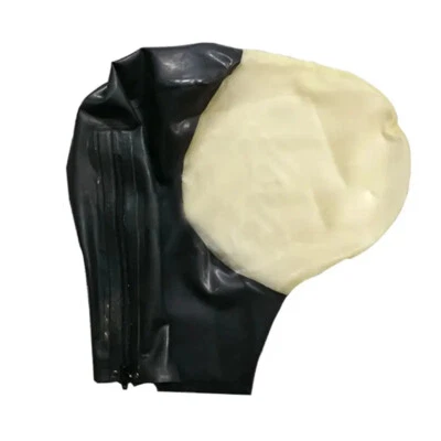 Latex Mask Transparent with Black Rubber Hood with Breathing Hole Handmade BDSM - Image 1 of 3