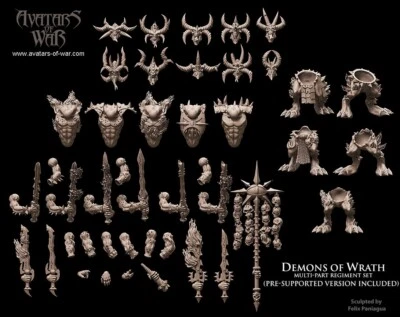 Daemons Of Wrath Multi-Part Regiment - Wargames - 9th age - d&d - Tabletop - Immagine 1 di 3