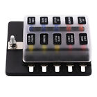  12-32V PC Terminal Block Car RV 1 In 10 Out Fuse Box with LED Light Fuse Box