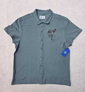 Hurley Shirt Mens XL Button Up Embroidered Skeleton Cocktail Martini Graphic - Picture 1 of 11