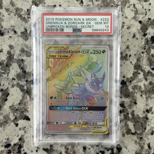 PSA 10 Greninja & Zoroark GX #107 Sun & Moon Unbroken Bonds 2019
