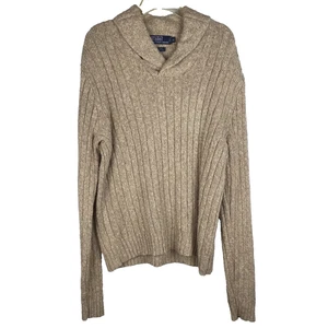 Polo Ralph Lauren Pullover Sweater Cowl Neck Beige Linen Cotton Blend Knit XL - Picture 1 of 6