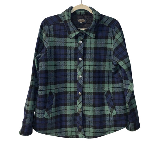 VETEMENTS Pendleton giacca donna lana a quadri taglia L snap up shacket fodera trapuntata preppy