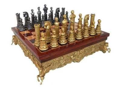 Italfama Roman Emperors Metallo Scacchi Set Oro & Argento Placcato Lusso Board - Immagine 1 di 4