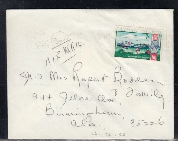 CAYMAN ISLANDS Commercial Cover George Town to Birmingham 24 Dec. 1970 cancel - Image 1 of 1