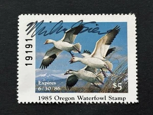 55282 US OREGON 1985 State Duck Stamp MNHOG $5 Face ARTIST SIGNED Very Nice SP* - Picture 1 of 2