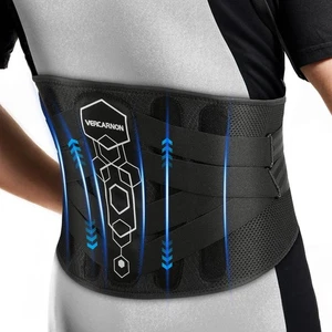 Soporte de espalda para alivio del dolor de espalda baja, almohadilla lumbar 3D y cinturón de soporte 6X con p... - Imagen 1 de 8