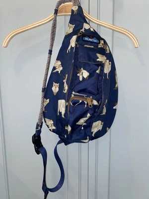 HTF Kavu Mini Crossbody Sling Rope Bag Navy Range Woodland Owl Fox Eagle Bison - Image 1 of 4