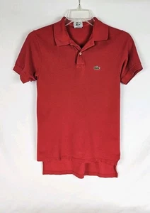 Vtg IZOD Lacoste Polo Shirt Red Size Medium 1/2 USA Made Cotton Alligator Logo - Picture 1 of 5
