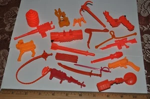 Vtg 21 ORANGE TMNT, MOTU, MISC Action Figure Accessories Parts Weapons Lot 80s - Picture 1 of 13