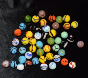💥Lot of 50 plus Vacor Mixed Colorful Toy Swirl Marbles Size Approx .625"=5/8" - Picture 1 of 4