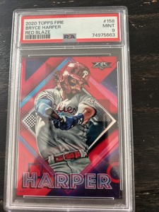 2020 Topps Fire Flame #158 Bryce Harper Philadelphia Phillies Baseball  PSA 9