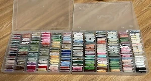 Lot of 221 DMC Embroidery Cross Stitch Floss Thread in 2 Organizer Cases - Picture 1 of 9