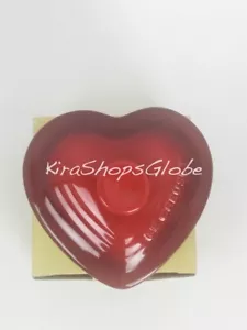 Le Creuset Mini Heart Ramekin Cocotte w Lid 8oz Cerise NIB - Picture 1 of 9