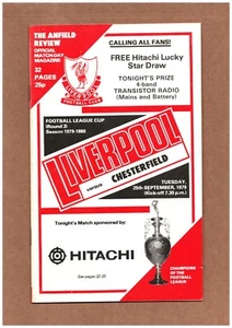 Liverpool FC v Chesterfield 1979-1980 League Cup Programme 25/9/1979 - Picture 1 of 2