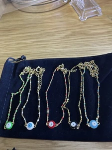 X 5 Stainless Steel Enamel Evil Eye Link Bracelets - Picture 1 of 10