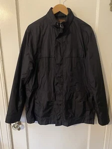 Perry Ellis Black Full Zip & Snap Vintage Overcoat Raincoat Jacket Men’s Large - Picture 1 of 13