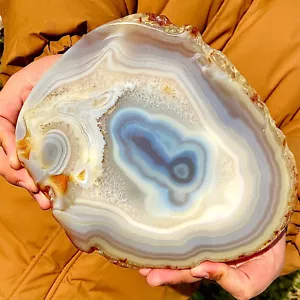 2.16LB Natural Agate Slice Geode Polished Crystal Quartz Gemstone Healing - Afbeelding 1 van 12