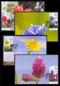 ISRAEL 2018 SPRING FLOWERS 4 STAMPS ON MAXIMUM CARDS - Picture 1 of 5