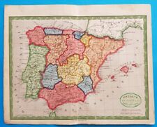 1846 RARE ORIGINAL MAP SPAIN PORTUGAL CATALONIA BALEARES BARCELONA MADRID LISBON