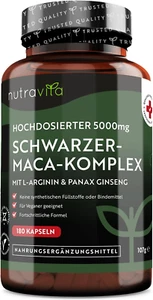 Maca Kapseln Schwarz - Hochdosiert Mit 5000Mg - 180 Vegane Kapseln - Zusätzlich - Bild 1 von 6