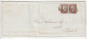 1851 PAIR OF QV 1d ON ENTIRE, BANGOR (WALES) TO PWLLHELI. WITH PLATE FLAWS. - Picture 1 of 5