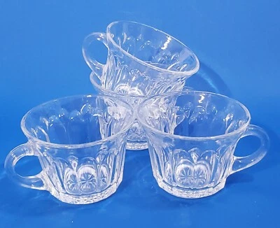 4 Vintage Crystal Punch Bowl Cups Panel & Diamand Anchor Hocking 1940s - Image 1 of 4