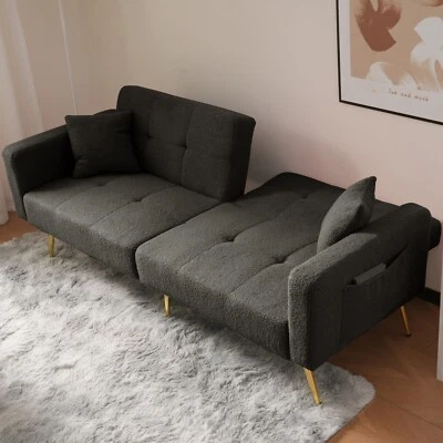 MODERN FABRIC SOFA BED LOVE SEAT CLICK CLACK SOFA SETTEE COUCH FOR LIVING ROOM - Image 1 of 4